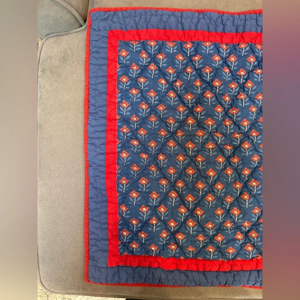 The Company Store Quilted Blue & Red Sham Covers Square & Rectangle